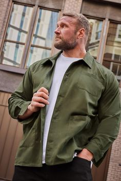 Shop BadRhino Big & Tall Khaki Green Overshirt at Yours Clothing. Discover women’s plus size clothing in sizes 10-36 with fast delivery. Green Overshirt, Big Boned, Cheap Jeans, Large Clothes, Cheap Hoodies, Tracksuit Bottoms, Big Men, Tall Guys, Mens Big And Tall