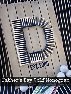 father's day golf monogram on wood