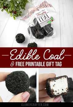 edible coal and free printable gift tag