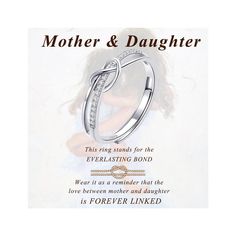 PRICES MAY VARY. 💞Daughter&Mum Silver Rings💞The 925 sterling silver ring is designed in the shape of a love knot， design symbolizing the unbreakable bond between mother & daughter, representing that the love between mother and daughter is eternal. Silver rings for women enhanced with a meaningful message card are absolutely an ideal choice to express your love for your mother, sister, wife, family, or just a friend. reminder for them that your love for them is endless. 💝925 sterling silver ri Mom Rings, Daughter Ring, Mother Daughter Jewelry, Love Knot Ring, Silver Ring For Women, Mom Ring, Mother Daughter Gifts, Daughter Jewelry, To My Mom