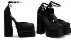 Versace Black Platform Heels, Vercase Heel, Black Versace Heels, Versace Medusa Heels, Medusa Heels, Medusa Aevitas Platform, City Witch, Versace Heels, Heels Prom