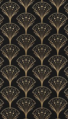 an art deco wallpaper pattern in gold and black