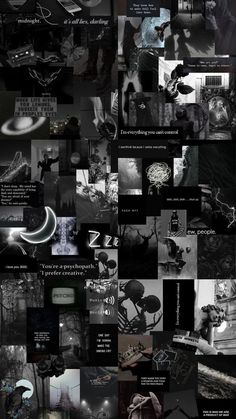 a collage of black and white images