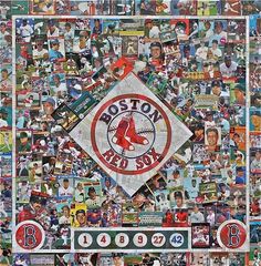 the boston red sox baseball team collage has been created with many different photos and numbers