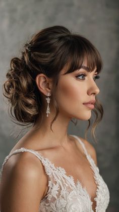 👸 wedding hairstyles half length with bangs: Trendy Loose Half-Up Twist with Baby Bangs Look Medium Length With Bangs, Medium Length Hairdos, Straight Across Bangs, Baby Bangs, Formal Hair, Face Framing Bangs, Braided Styles, Shag Hairstyles, Wedding Hairstyles Half Up Half Down