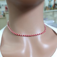 A Stunning red crystal choker necklace For everyday  D E T A I L S: sterling silver 925 handmade, Crystal beaded  We Beautifully package every item in a jewelry gift box, FREE of charge! for more gift and jewlary- https://www.etsy.com/il-en/shop/IrisGallerys?ref=search_shop_redirect For any question feel free to send us a message Minimalist Faceted Beads Choker For Gift, Silver Crystal Necklace With Tiny Beads As A Gift, Red Tiny Beads Choker Jewelry, Red Beaded Choker Jewelry, Silver Beads Choker Jewelry Gift, Silver Faceted Beads Choker, Silver Beaded Choker As A Gift, Silver Crystal Choker Necklace As Gift, Red Beaded Choker Necklace As Gift