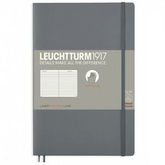 a grey notebook with the words leuchturm 1917 on it