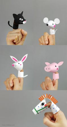 four different types of paper animals are shown