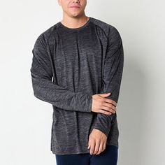 This Xersion EverAir men's big and tall long-sleeve t-shirt will become a workout essential. Crafted from a soft, breathable recycled mesh blend with QuickDri technology and 4-way stretch for optimal air flow, this pullover style is cut for a regular-fit with a crew neckline. Wear it with shorts or pants.Features: Breathable, Quick DryClosure Type: Pullover HeadFit: Regular FitNeckline: Crew NeckSleeve Length: Long SleeveSleeve Style: Raglan SleeveApparel Length: 32 InchesFiber Content: 56% Poly Workout Essentials, Crew Cuts, Trend Forecasting, A Workout, Mens Crew Neck, Mens Big And Tall, Big And Tall, Pullover Styling, Crew Neckline