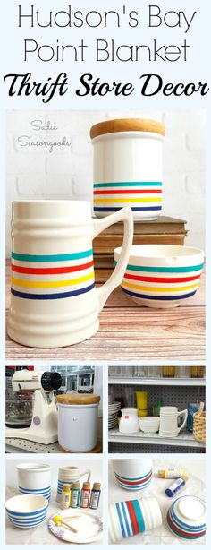 different types of dishes and bowls are shown with the words hudson's bay point blanket