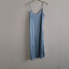 Blue Danskin Slip Dress With Split. Size M. Never Worn Light Blue V-neck Slip Dress For Spring, Blue Slip Dress For Daywear, Blue Maxi Dress With Spaghetti Straps For Daywear, Blue Spaghetti Strap Maxi Dress For Daywear, Blue Sleeveless Casual Slip Dress, Casual Blue Sleeveless Slip Dress, Blue Midi Slip Dress For Summer, Blue Summer Slip Dress For Daywear, Blue Midi Length Slip Dress For Summer