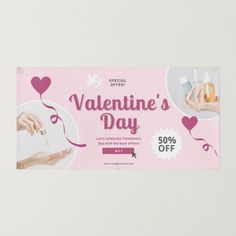 the valentine's day sale banner is displayed on a white background with pink accents