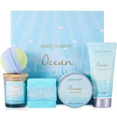 Welcome to Body & Earth Body & Earth bath spa gift set infused with a relaxing ocean scent, The set enriched with shea butter, plant essential oil, natural aloe and vitamine E, all known for soothing and healing dry, dull and cracked skin Delight in the comforting goodness of Spa Gift Basket Using our spa set are bound to put you into a state of relaxtion and bliss as if you were at the beach. Let your body soak up the soothing, sweet notes of the ocean while the products treat and moisturize yo Bath And Body Gift Set, Ocean Scent, Spa Holiday, Gifts Box, Gift Baskets For Women, Bath Gift Set, Spa Gift Basket, Spa Gift Box, Gift Sets For Her