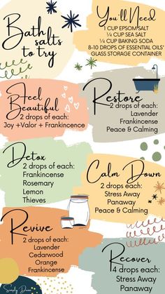 Diy Bath Salts With Essential Oils, Diy Bath Salt, Bath Salts Recipe, Bath Detox, Bath Salts Diy, Essential Oil Diffuser Blends Recipes, Salt Bath, Young Living Essential Oils Recipes