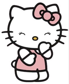 a hello kitty holding a heart in her hands