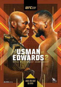 the poster for the upcoming usman and edwards 2 event, featuring two men facing each other