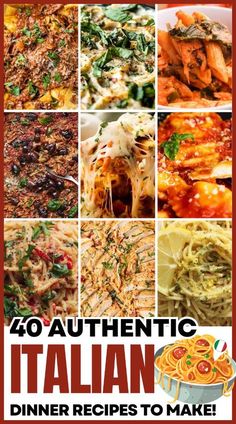 the cover of 40 authentic italian dinner recipes to make