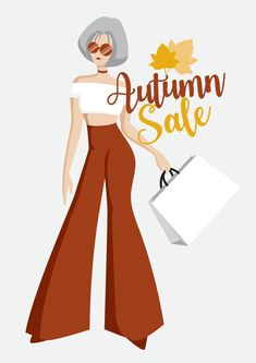 an autumn sale with a woman holding shopping bags