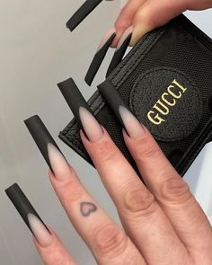 Black And White Long Nails Acrylic, Simple Long Acrylic Nails, Edgy Nails, Hot Nails, Square Acrylic Nails