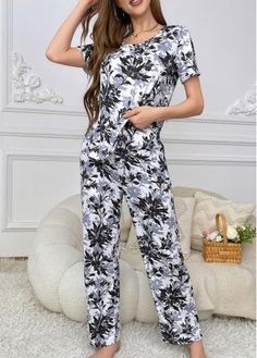 Color:Black;Size:S;Size:M;Size:L;Size:XL;Package Contents:1xLounge Top , 1 X Pants; Casual Black Sets For Relaxation, Black Loungewear Set With Long Pants, Black Plants, Elegant Dresses Plus Size, Cheap Plants, Beach Bridesmaid Dresses, Plants Print, Black Lounge, Plaid Outfits