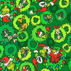 the grin's christmas pattern is green and red