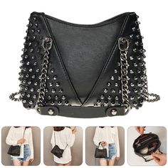 Gothic Bag, Studded Handbag, Studded Purse, Studded Bag, Black Crossbody Purse, Women Crossbody Bag, Estilo Punk, Studded Leather, Shoulder Purse