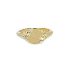 Stone and Strand 10K Yellow Gold Secret Garden Signet Ring Front Image Tennis Jewelry, Engraving Fonts, Wedding Sale, Pinky Ring, Silver Pieces, Favorite Rings, Gift Collections, Buying Jewelry, Conflict Free Diamonds