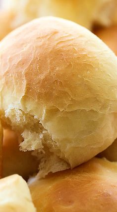 closeup of bread rolls with one cut in half