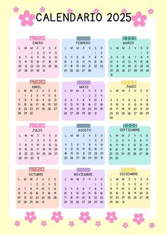 a calendar for the new year with flowers on it