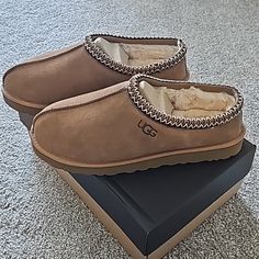 Brand New Womens Ugg Tasman Slipper Color: Chestnut Ugg Tasman Chestnut, Uggs Slippers Tasman, Tasmanian Uggs, Brown Tasman Uggs, Brown Ugg Slippers, Ugg Tasmans, Tan Uggs, Tasman Uggs, Uggs Slippers