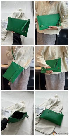 BirdinBag – Square Decor Bag with Studded Accents – Bird in Bag Green Office Pouch Bag, Green Rectangular Pouch For Shopping, Green Rectangular Shopping Pouch, Versatile Green Handheld Bag, Green Handheld Office Bag, Green Travel Clutch Bag, Green Clutch Bag For Travel, Trendy Shoulder Bag Clutch For Errands, Trendy Shoulder Clutch For Errands