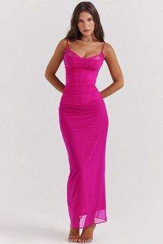 Discover the perfect balance of seduction and sophistication with our Lace Mesh Sexy Spaghetti Strap Maxi Dress. Crafted for the modern woman, this dress features a sleeveless design, backless cut, and bodycon fit for a figure-flattering silhouette. Perfect for any spring or summer party, this dress will have you feeling confident and irresistible. Elegant Fitted Backless Dress With Built-in Bra, Elegant Slip Dress With Built-in Bra And Strappy Back, Glamorous Spaghetti Strap Dress With Built-in Bra, Chic Backless Dress With Spaghetti Straps And Built-in Bra, Elegant Sleeveless Backless Dress With Built-in Bra, Elegant Strappy Dress With Built-in Bra, Flirty Sleeveless Backless Dress With Corset Back, Summer Gala Ruched Bodycon Dress, Glamorous Dresses With Spaghetti Straps And Boning