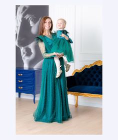 Mother And Daughter Matching Dress, Emerald Green Matching Dress, Mommy and Me Maxi Matching Dress Feel like a gueen and princess in this adorable dresses. Dress for mother is A line floor length dress with long sleeves made of net with pearls and satin, on sleeves decorated with feathers. Dress for girl is tutu dress with long satin sleeves, decorated on bottom part with net with pearls and with feathers on sleeves. Different colors are possible: baby blue, red, green, teal, raspberry, yellow, Dress Mother And Daughter, Feathers Dress, Sleeveless Lace Blouse, Satin Sleeves, Adorable Dresses, Pink Tutu Dress, Daughter Christmas, Christmas Party Outfits, Pink Tutu