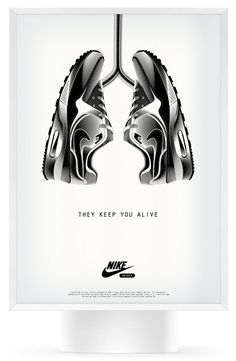 the nike ad is designed to look like two shoes