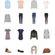 a bunch of different types of clothes and shoes