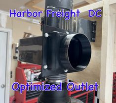 a black metal object with the words harbor freight dc optimized outlet on it