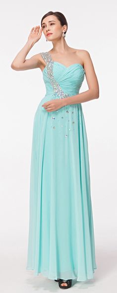 Light Blue Prom Dresses Long, Light Blue Prom Dress Long, Light Blue Prom Dresses, Blue Prom Dresses Long, Prom Dresses One Shoulder, Wedding Turquoise, Light Blue Crystals, Light Blue Prom, Prom Dress A Line