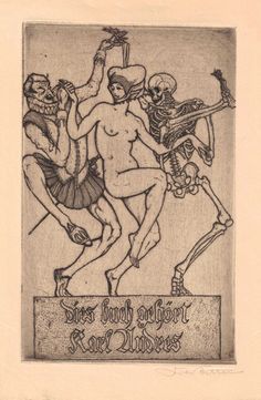 Skeleton Art, Occult Art, A Skeleton, Ex Libris, Memento Mori, Book Plates, Skull Art, Dark Art