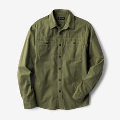 Constructed from a durable shuttle cloth with a sturdy top weave, this traditional utility shirt is enhanced with a unique texture that spotlights its old-school workwear strength. The familiar two-pocket front is reinforced with low-contrast stitching across the chest that works hard and looks great. Its finished with heritage-inspired details like mitered cuffs, a square back yoke, and a curved hem with a just-right length that makes for a great look, tucked or untucked as needed..View Mason U Grilling Essentials, Easy Grilling, Utility Shirt, Early Black Friday, Bespoke Post, Huge Sale, Military Inspired, Contrast Stitch, Easy Wear