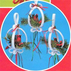 an image of christmas ornaments with birds on them