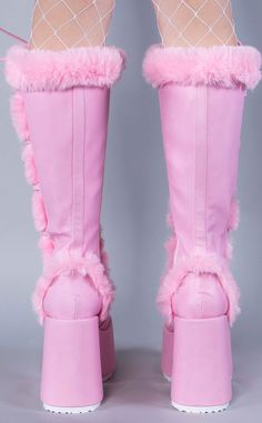 Get ready for the warm fuzzies! With fur detail and faux suede, the CAMEL-311 platforms are perfect when you want to feel like you're in a pastel winter wonderland all year round. Vegan Pastel pink faux fur/suede 5 inch platform 3 inch heel Side zipper U.S women's sizing-refer to size chart for more info Pink Platform Boots For Winter, Trendy Pink Winter Boots, Pink Round Toe Boots For Winter, Winter Faux Fur Boots With Plush Lining, Winter Boots With Plush Lining And Faux Fur, Winter Faux Fur Platform Boots With Round Toe, Party Boots With Faux Fur Lining, Faux Fur Lined Platform Boots With Round Toe, Faux Fur Platform Boots With Round Toe