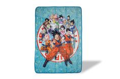 a blanket with anime characters on it and the words dragon ball written in front of them