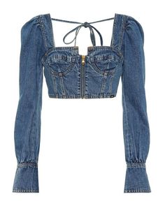 Denim Bustier Top, Denim Bustier, Denim Crop Top, Lee Denim, Outfit Jeans, Crop Top Outfits, Cropped Tops, Cropped Sweatshirt, Kpop Fashion Outfits