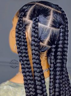 Easy hairstylea for natural hair. #hair Two Braids Added Hair, Braided Hairstyles For Black Women Cornrows, Big Box Braids Hairstyles, Box Braids Hairstyles For Black Women, Box Braid, Protective Hairstyles Braids