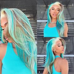 Blue And Blonde Braids, Blue And Blonde Hair, 13x4 Lace Front Wig, Creative Hair Color, Hair For Women, Dyed Hair Inspiration, Protective Hairstyles Braids, Pretty Braided Hairstyles