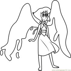 a cartoon girl with an angel wings coloring page