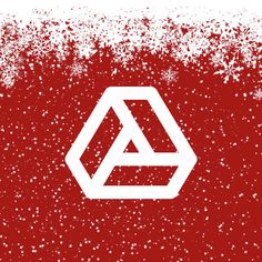 a red background with white letters and snow flakes