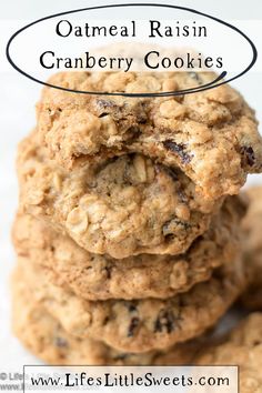 oatmeal raisin cranberry cookies stacked on top of each other