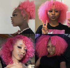 Light Red Dyed Hair, Pink 4c Hair, Short Dyed Hair, Black Hair Updo Hairstyles, Girl Hair Colors, Quick Natural Hair Styles, Dyed Natural Hair