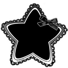 a black and white star with a bow